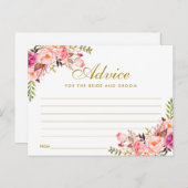Blumenrosa Blush Gold Wedding Advice Card Hinweiskarte (Vorne/Hinten)