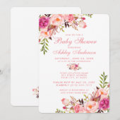 Blumenrosa Blush Kinderdusche Einladung R (Vorne/Hinten)