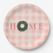 Blumenrosa Blush "ZUHAUSE" Typografie Bauernhof Pappteller (Vorderseite)