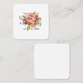 Blumenrosa Blütenfarbe Leaf Hochzeit Quadratische Visitenkarte (Vorne/Hinten)