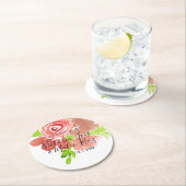 Blumenrosa Blütenfarbe Leaf Hochzeit Runder Pappuntersetzer (Vor Ort)