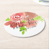 Blumenrosa Blütenfarbe Leaf Hochzeit Runder Pappuntersetzer (Angewinkelt)