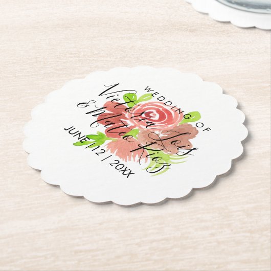 Blumenrosa Blütenfarbe Leaf Hochzeit Untersetzer (angewinkelt)