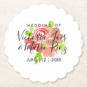 Blumenrosa Blütenfarbe Leaf Hochzeit Untersetzer (Vorderseite)