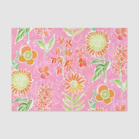 Blumenrosa Boho Dekoupage Tissue Paper Seidenpapier (Vorderseite)