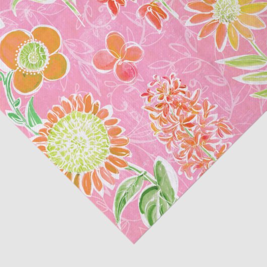 Blumenrosa Boho Dekoupage Tissue Paper Seidenpapier (Ausschnitt)