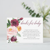Blumenrosa-Bordeaux-Babydusche Anfrage Begleitkarte (Stehend Vorderseite)
