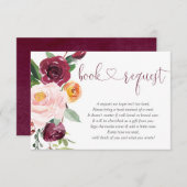 Blumenrosa-Bordeaux-Babydusche Anfrage Begleitkarte (Vorne/Hinten)