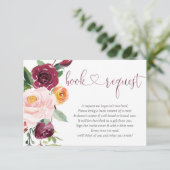 Blumenrosa-Bordeaux-Babydusche Anfrage Begleitkarte (Stehend Vorderseite)