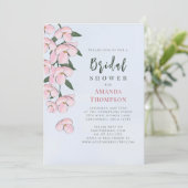 Blumenrosa Botanische Kirschblüten QR-Code Einladung (Stehend Vorderseite)