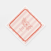 Blumenrosa Botanische Stripensehen Serviette (Ecke)