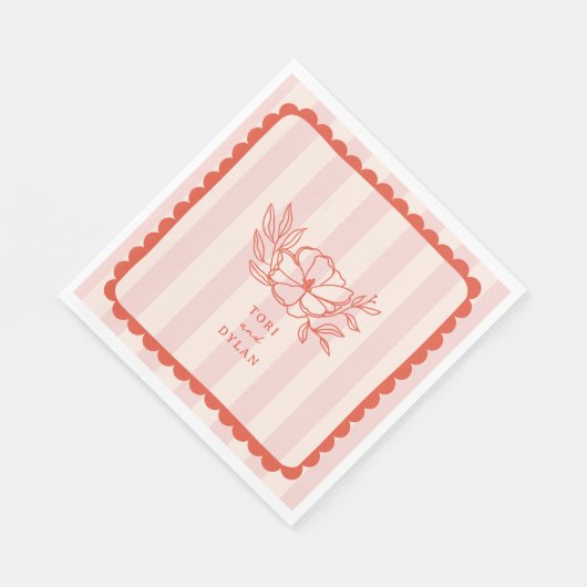 Blumenrosa Botanische Stripensehen Serviette (Ecke)