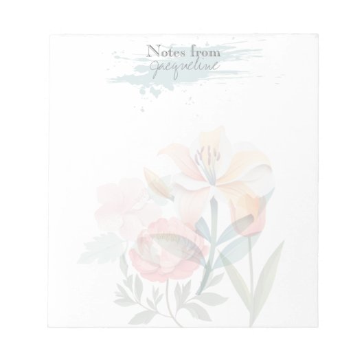 Blumenrosa botanischer klassischer personalisierte notizblock (Vorderseite)