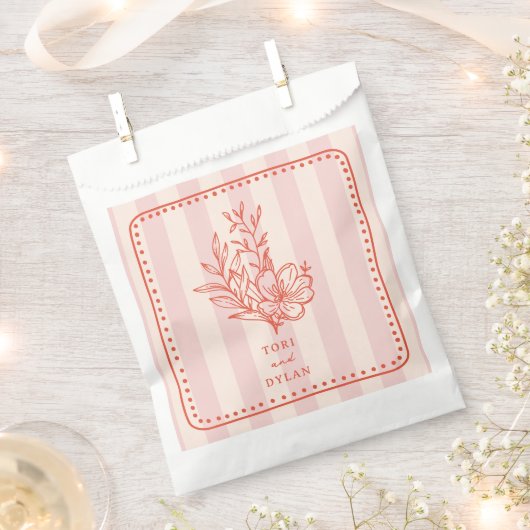 Blumenrosa Bouquet Stripe Wedding Geschenktütchen (Ausgeschnitten)