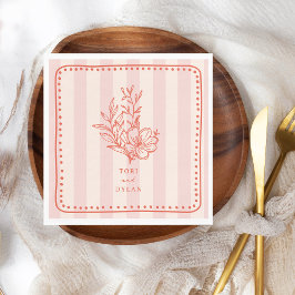 Blumenrosa Bouquet Stripe Wedding Serviette