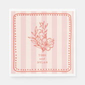 Blumenrosa Bouquet Stripe Wedding Serviette (Vorderseite)