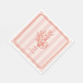 Blumenrosa Bouquet Stripe Wedding Serviette (Ecke)