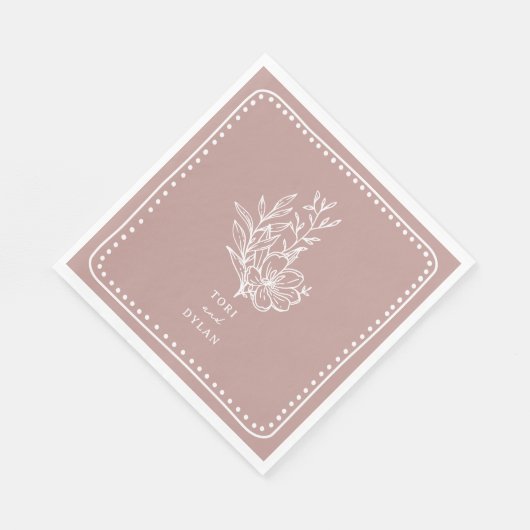 Blumenrosa Bouquet Wedding Serviette (Ecke)