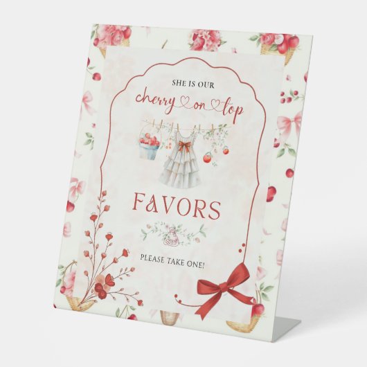 Blumenrosa Bow Cherry Baby Duft Sockelschild (Vorderseite)