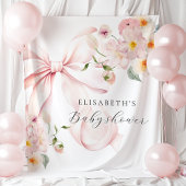 Blumenrosa Bow Coquette Babydusche Hintergrund Wandteppich