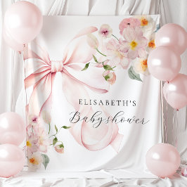 Blumenrosa Bow Coquette Babydusche Hintergrund Wandteppich