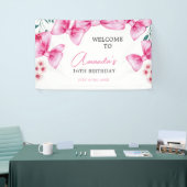 Blumenrosa Bow Coquette Sweet 16 Birthday Banner (Messeveranstaltung)