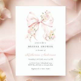 Blumenrosa Brautdusche Einladung