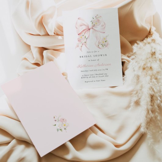 Blumenrosa Brautdusche Einladung
