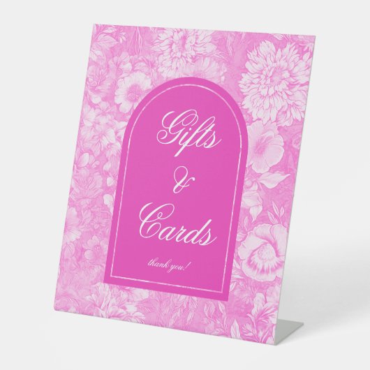 Blumenrosa Brautparty - Geschenke und Karten Sockelschild (Vorderseite)