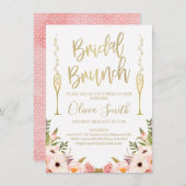 Blumenrosa Bridal Brunch Bridal Dusche Einladung (Vorne/Hinten)