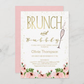 Blumenrosa Bridal Brunch Bridal Dusche Einladung (Vorne/Hinten)