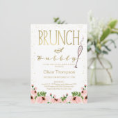 Blumenrosa Bridal Brunch Bridal Dusche Einladung (Stehend Vorderseite)