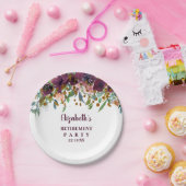 Blumenrosa, Burgund und Glitzer-Pensionskino Party Pappteller (Party)