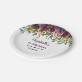 Blumenrosa, Burgund und Glitzer-Pensionskino Party Pappteller (Schrägansicht)