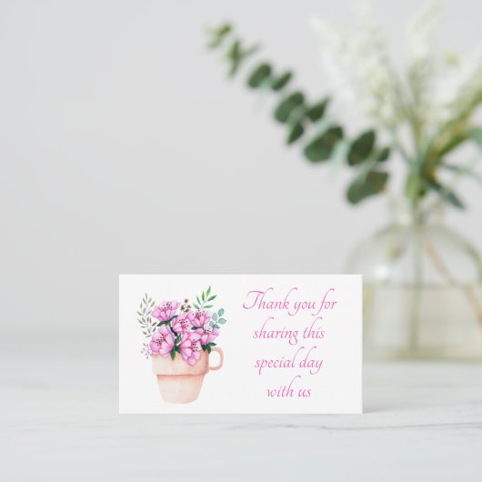 Blumenrosa Danke für die Hochzeit der Aquarellfarb Platzkarte (Stehend Vorderseite)