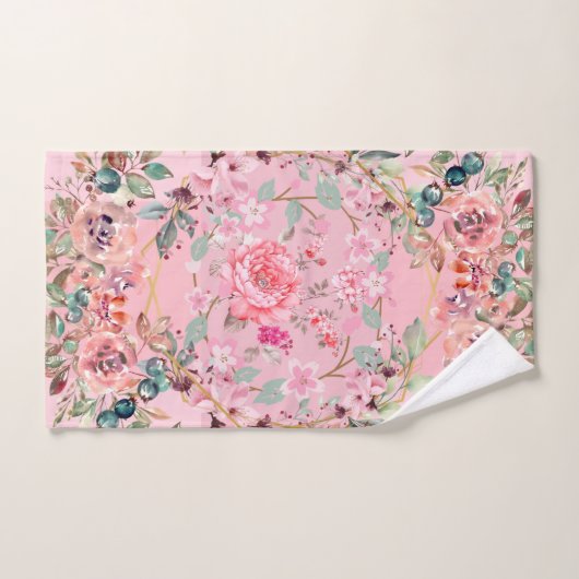 Blumenrosa-Design, rosa Blumenreste Badhandtuch Set (Handtuch)