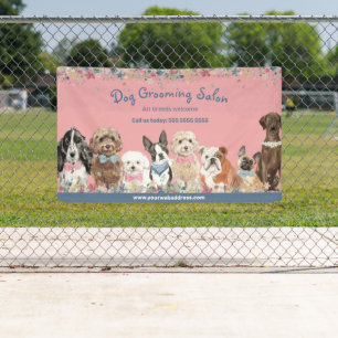 Blumenrosa-Dog-Grooming-Salon-Werbebanner Banner