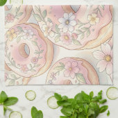 Blumenrosa Donuts Pastell Illustration Geschirrtuch (Gefaltet)