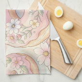 Blumenrosa Donuts Pastell Illustration Geschirrtuch (Viertel Falte)