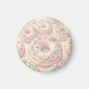 Blumenrosa Donuts Pastell Illustration Magnet