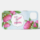 Blumenrosa Einfache Minimalistische Monogramm Case-Mate iPhone Hülle (Rückseite (Horizontal))