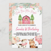 Blumenrosa Farm Wasserfarben Einladung (Vorne/Hinten)