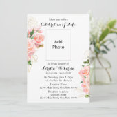 Blumenrosa-Feier zum Foto des Lebens Einladung (Stehend Vorderseite)