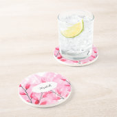 Blumenrosa Fusion Wasserfarbe Mit Monogramm Getränkeuntersetzer (Seite)