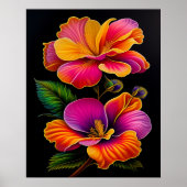 Blumenrosa Gelbe botanische Illustration Poster (Vorne)