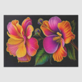 Blumenrosa Gelbe botanische Illustration Seidenpapier (Vorderseite)