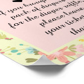 Blumenrosa Gelbgrüne Windel Poster (Ecke)