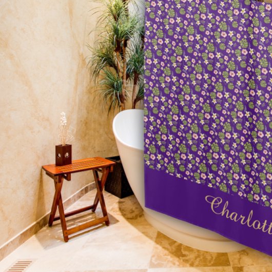 Blumenrosa, gepflasterter Name lila Duschvorhang