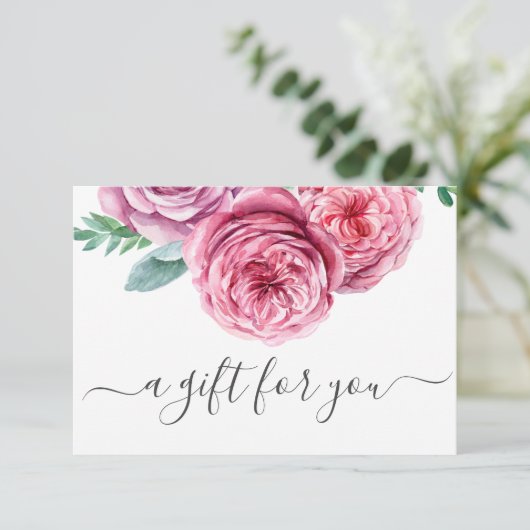 Blumenrosa Geschenkgutschein (Stehend Vorderseite)