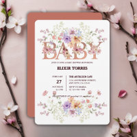 Blumenrosa Glitzer Baby Monogram Babydusche